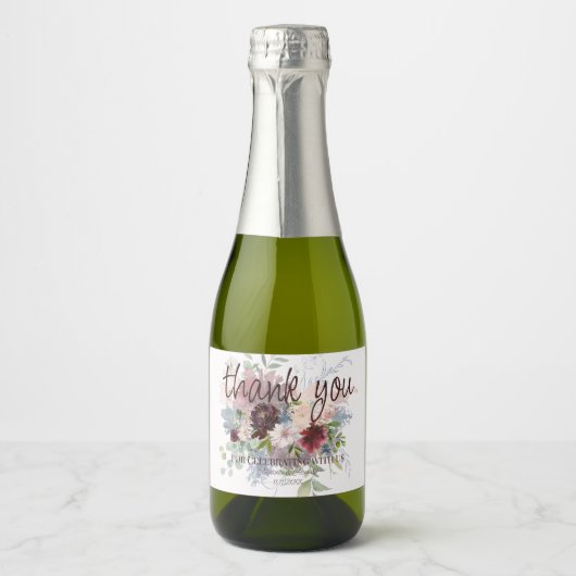 Mini Sparkling Wein Flaschen Labels Vielen Dank Schaumweinetikett (Vorderseite)