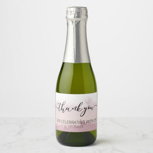 Mini Sparkling Wein Flaschen Labels Vielen Dank Schaumweinetikett (Vorderseite)