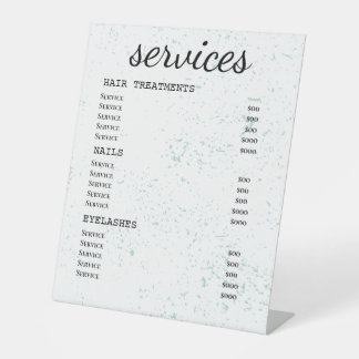 Mini Spritzer Modernes Salon Service Menü Sockelschild