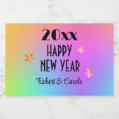 Mini, strahlender Regenbogen glücklich Neues Jahr Alkoholflaschenetikett (Einzelnes Label)