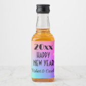 Mini, strahlender Regenbogen glücklich Neues Jahr Alkoholflaschenetikett (Vorderseite)