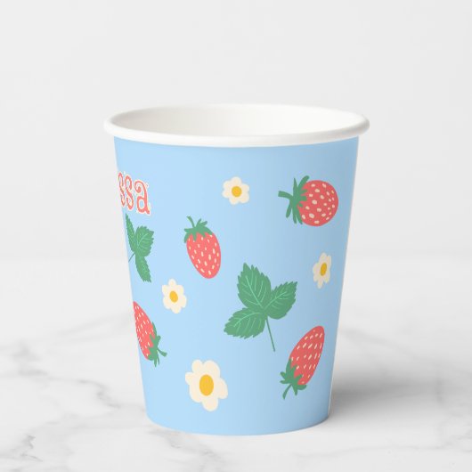Mini Strawberry Blossom Personalisiert Pappbecher (Rückseite)