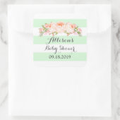Mini Stripe Pink Aquarell Blumendusche Tag Quadratischer Aufkleber (Tasche)