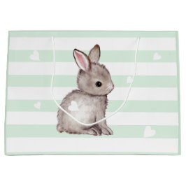 Mini Stripes Heart Gray Bunny Gift Bag Große Geschenktüte