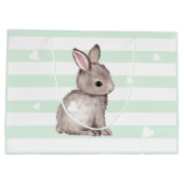 Mini Stripes Heart Gray Bunny Gift Bag Große Geschenktüte (Rückseite)