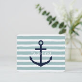 Mini Stripes Nautical Anchor Babydusche Einladung (Stehend Vorderseite)