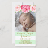 Mini Stripes Rosa Blume Danke Babydusche (Vorderseite)