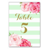 Mini Stripes Rosa Blumenkarte für die Hochzeitskar Tischnummer (Rückseite)
