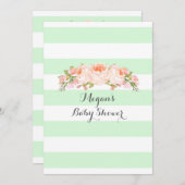 Mini Stripes Wasserfarbenflorale Babydusche Einladung (Vorne/Hinten)