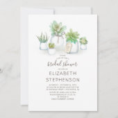 Mini Succulents Mason Jars Rustikales Brautparty Einladung (Vorderseite)