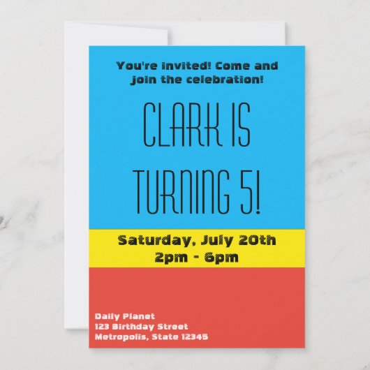 Mini Superman Sketch Einladung (Rückseite)