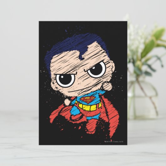 Mini Superman Sketch - Fliegen Einladung (Stehend Vorderseite)