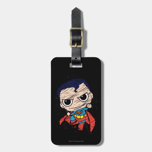 Mini Superman Sketch - Fliegen Gepäckanhänger (Vorderseite vertikal)