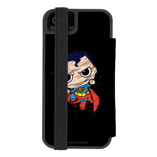 Mini Superman Sketch - Fliegen Incipio iPhone Geldbeutel-Hülle (Folio Rückseite)