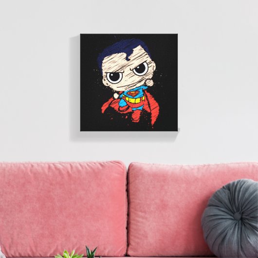 Mini Superman Sketch - Fliegen Leinwanddruck (Insitu (Wohnzimmer))
