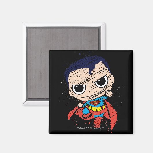 Mini Superman Sketch - Fliegen Magnet (Vorderseite/Rückseite)