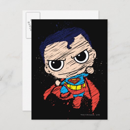 Mini Superman Sketch - Fliegen Postkarte (Vorne/Hinten)