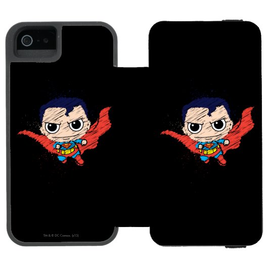 Mini Superman Sketch Incipio iPhone Geldbeutel-Hülle (Folio Geöffnet)