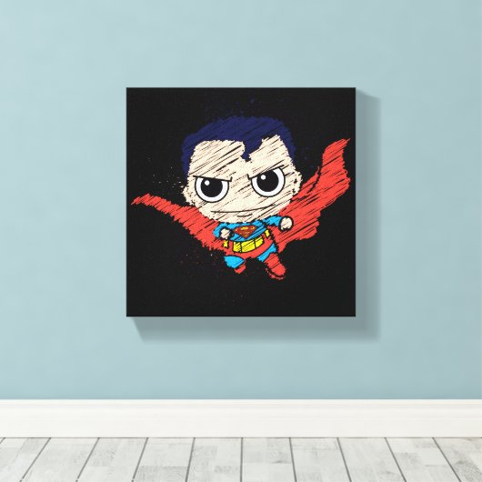 Mini Superman Sketch Leinwanddruck (Insitu (Holzboden))