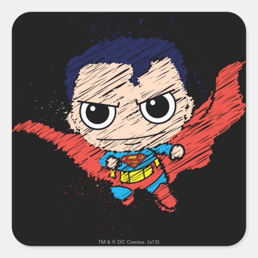 Mini Superman Sketch Quadratischer Aufkleber (Vorderseite)