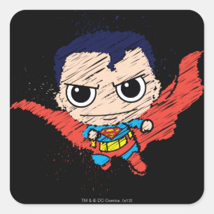 Mini Superman Sketch Quadratischer Aufkleber