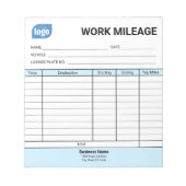 Mini-Tagesarbeitskilometer-Logblatt-Notizblock Notizblock (Vorderseite)