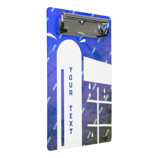 Mini-Tennishalle mit Regennetz-Pol-Design Mini Klemmbrett (Schrägansicht)