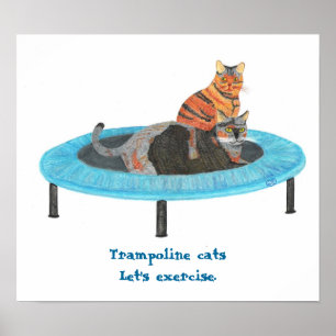 Mini-Trampolin-Katzen, Lasst uns Sport treiben Pos Poster
