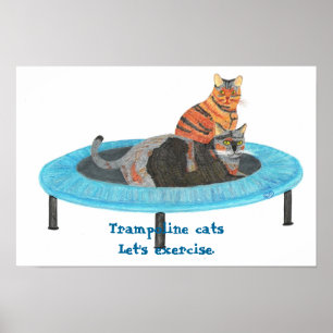 Mini-Trampolin-Katzen, Lasst uns Sport treiben Pos Poster