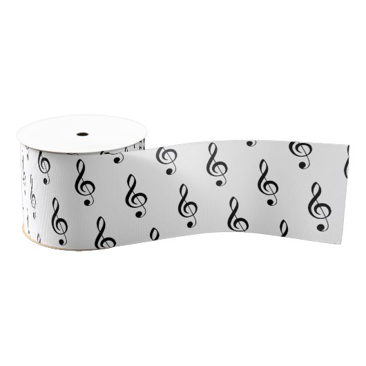 Mini Treble Clef Musical 3" Satin Ribbon Ripsband (Spule)