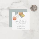 MINI | Trendy Watercolor-Blätter Save the Date Mitteilungskarte (Vorderseite/Rückseite Beispiel)