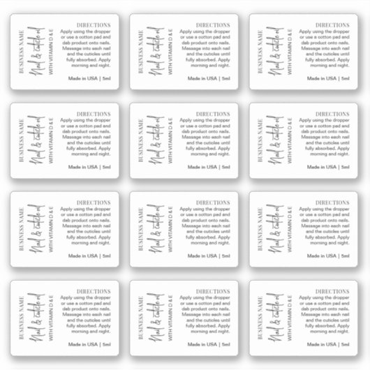 MINI Tropfer Flasche 5 ml Cuticle Oil Minimal Labe Aufkleber (Vorderseite)