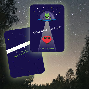 Mini-UFO-Alien-Herz-Entführung-Kinder-Valentinskar Mitteilungskarte