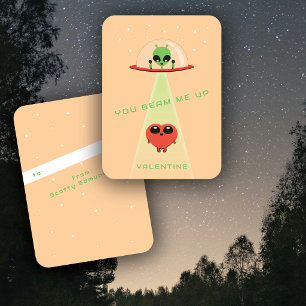 Mini-UFO-Alien-Herz-Entführung Kinder Valentinstag Mitteilungskarte