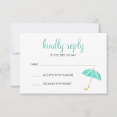 Mini Umbrella Neutral Baby Shower UAWG Response RSVP Karte (Vorderseite)