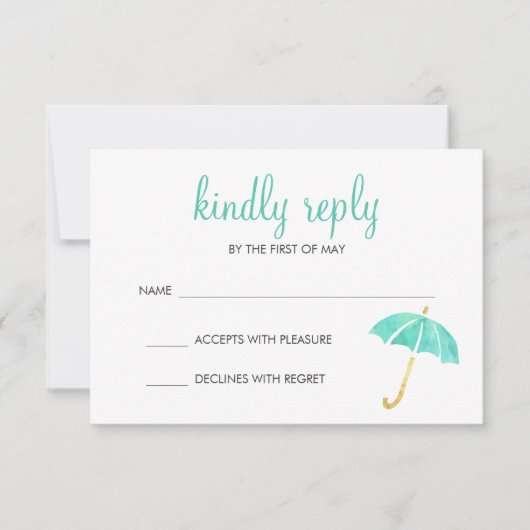 Mini Umbrella Neutral Baby Shower UAWG Response RSVP Karte (Vorderseite)