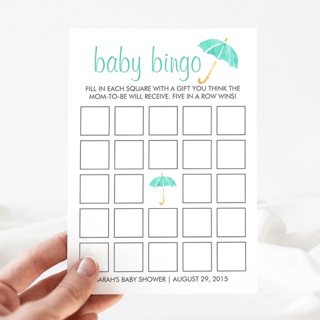 Mini Umbrellas Baby Shower Bingo Game Card (Von Creator hochgeladen)