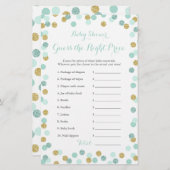 Mini und Gold Baby Dusche Preis Richtige Spielkart (Vorne/Hinten)