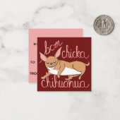 Mini Valentine's Day Card Bom Chicka Chihuahua Mitteilungskarte (Vorderseite/Rückseite Beispiel)