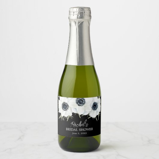 Mini-Wasserfarben aus Schwarz und Weiß Schaumweinetikett (Vorderseite)