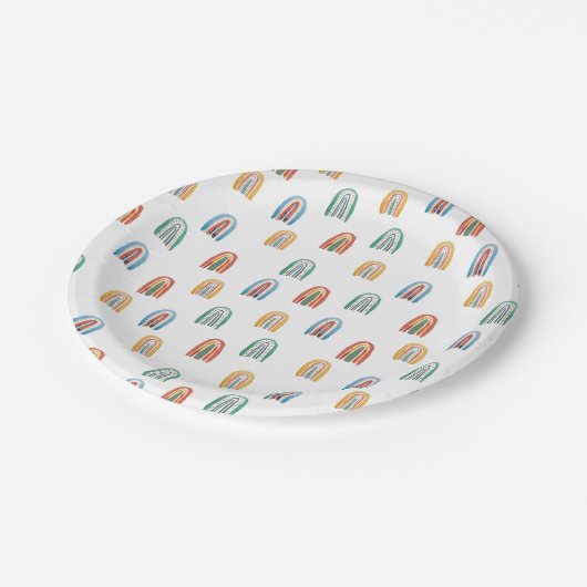 Mini-Wasserfarbenregenbohne Pappteller (Schrägansicht)