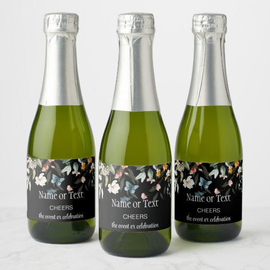 Mini Watercolor Jeder Anlass Florals Schaumweinetikett (Flaschen)