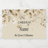 Mini Watercolor Sepia Still Life Blumenfallen Alkoholflaschenetikett (Einzelnes Label)