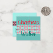 Mini-Weihnachtskarte in Aquamarin Rot und Rosa Mitteilungskarte (Vorderseite/Rückseite Beispiel)