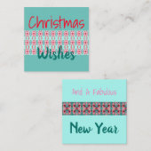 Mini-Weihnachtskarte in Aquamarin Rot und Rosa Mitteilungskarte (Vorne/Hinten)