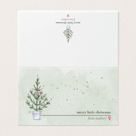 Mini Weihnachtslieder mit Ihrem Namen Visitenkarten (Außenseite Aufgefaltet)