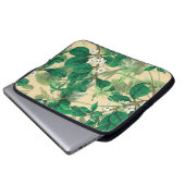 Mini-weiße Blume mit Blätter Laptopschutzhülle (Vorne Knopf)