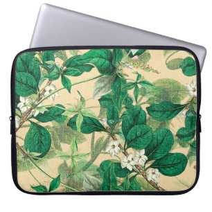 Mini-weiße Blume mit Blätter Laptopschutzhülle