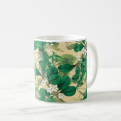 Mini weiße Blumen mit Blättermuster Kaffeetasse (VorderseiteRechts)