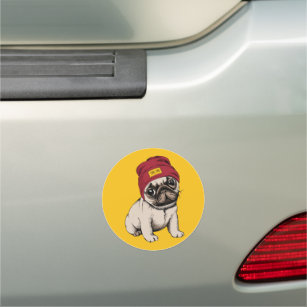 Mini-Welpe-Hipster Mops 2 Auto Magnet